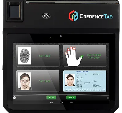 CredenceTAB biometric tablet front view