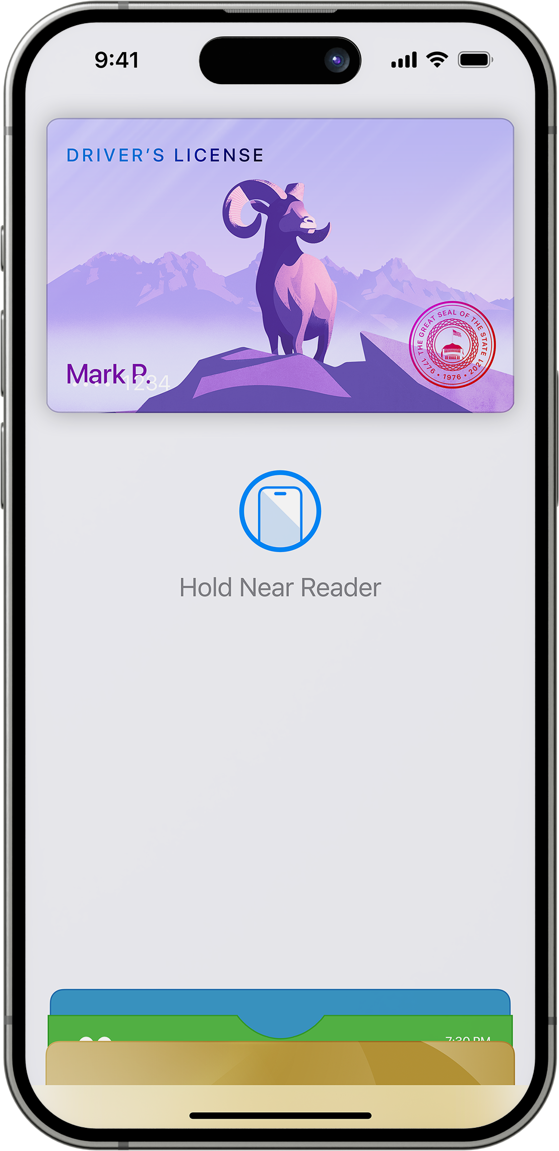 Apple Wallet showing a digital driver's license