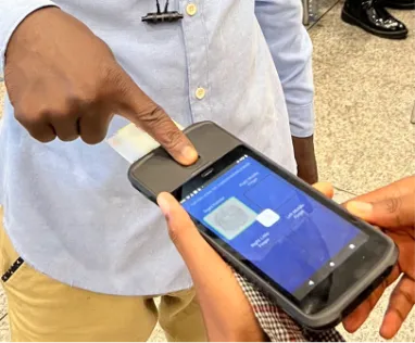 CredenceECO portable biometric reader in use